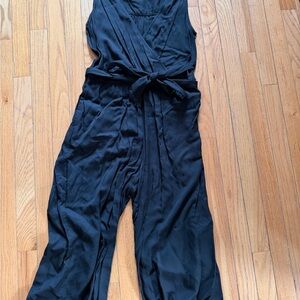 GAP Black Sleeveless Wrap Jumpsuit with Waist Tie